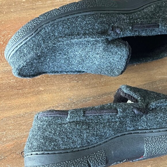 Dearfoams Mens US 11-12 Large Gray Black Slippers Polyester EUC‎ - Picture 8 of 11